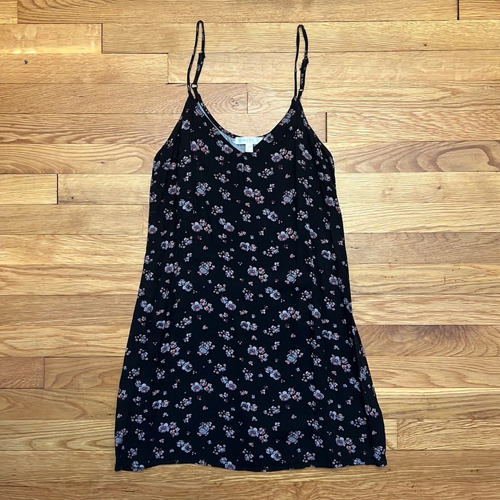 Black floral mini dress